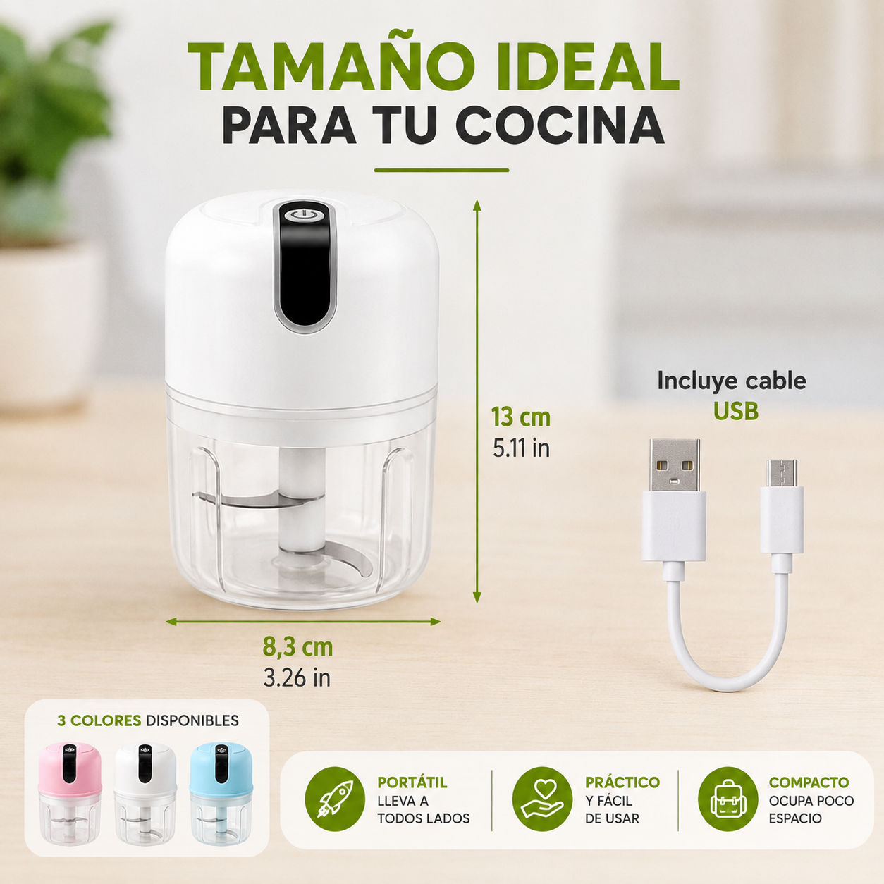 Mini Procesador De Alimentos Portátil
