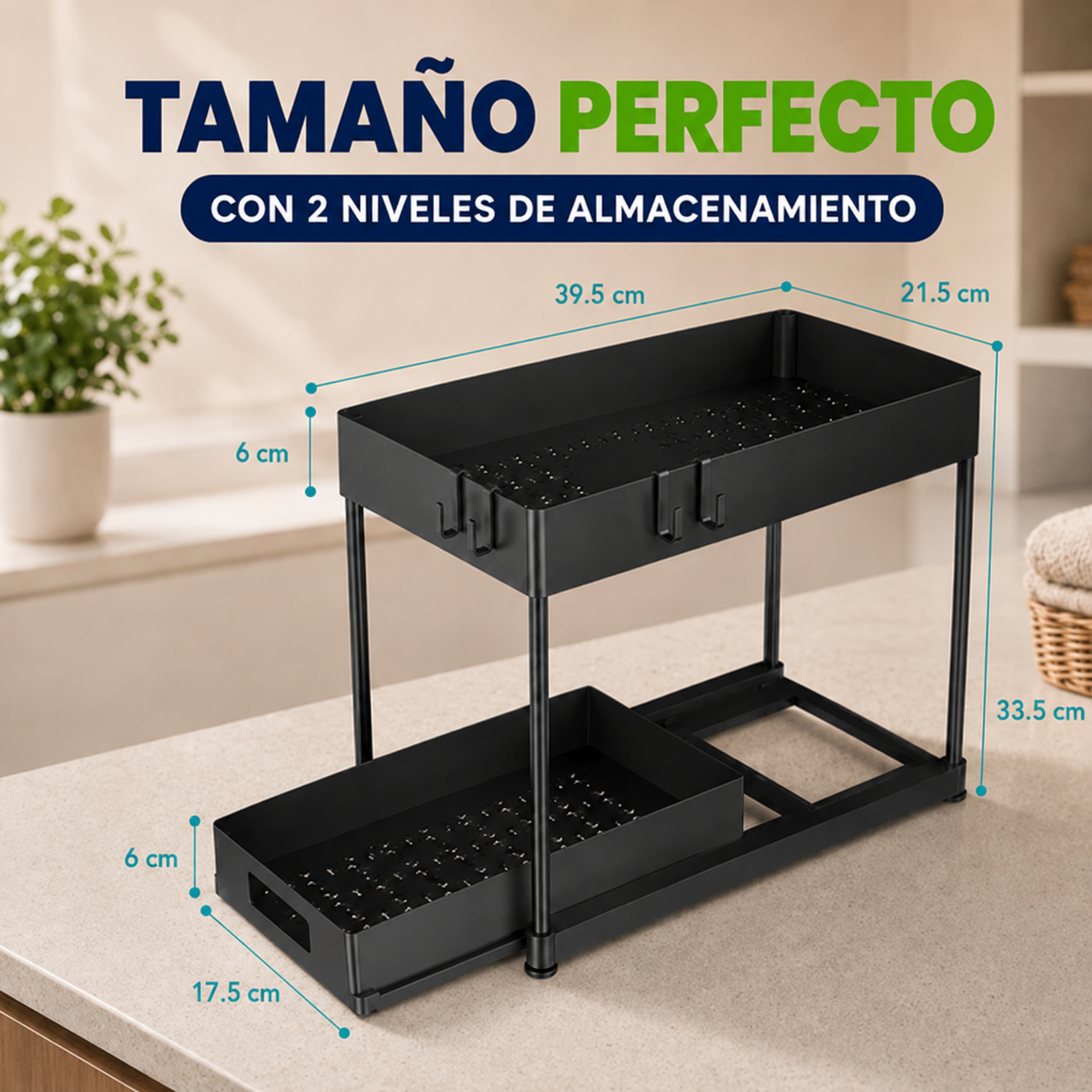 Organizador Deslizante de Cocina 2 Niveles