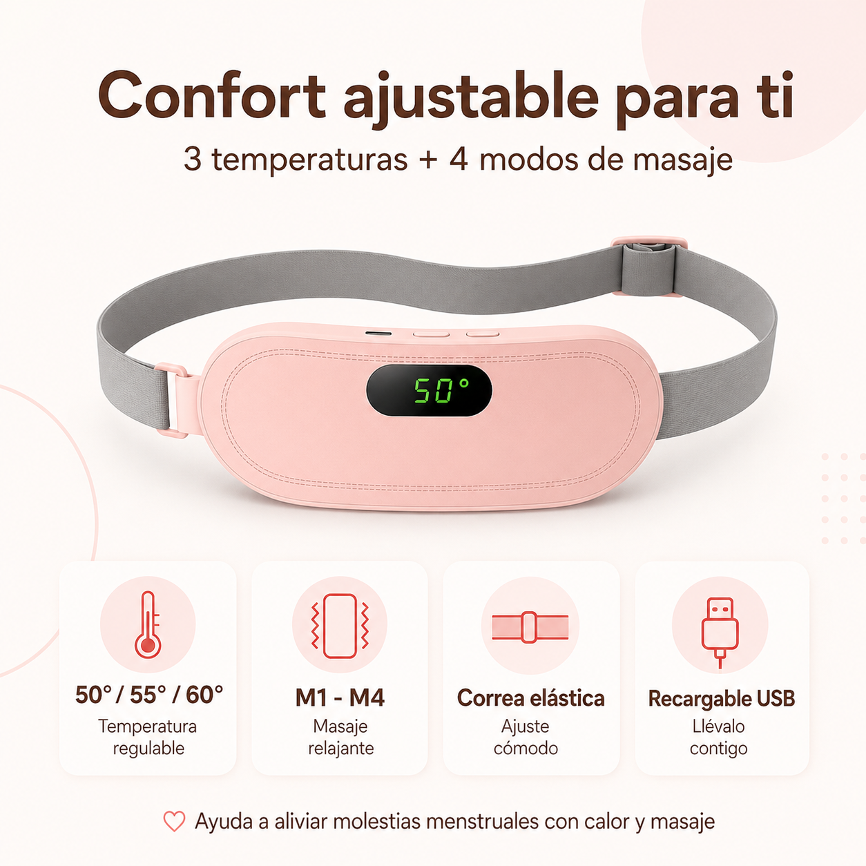 Cinturón Térmico para Cólicos Menstruales con Masaje