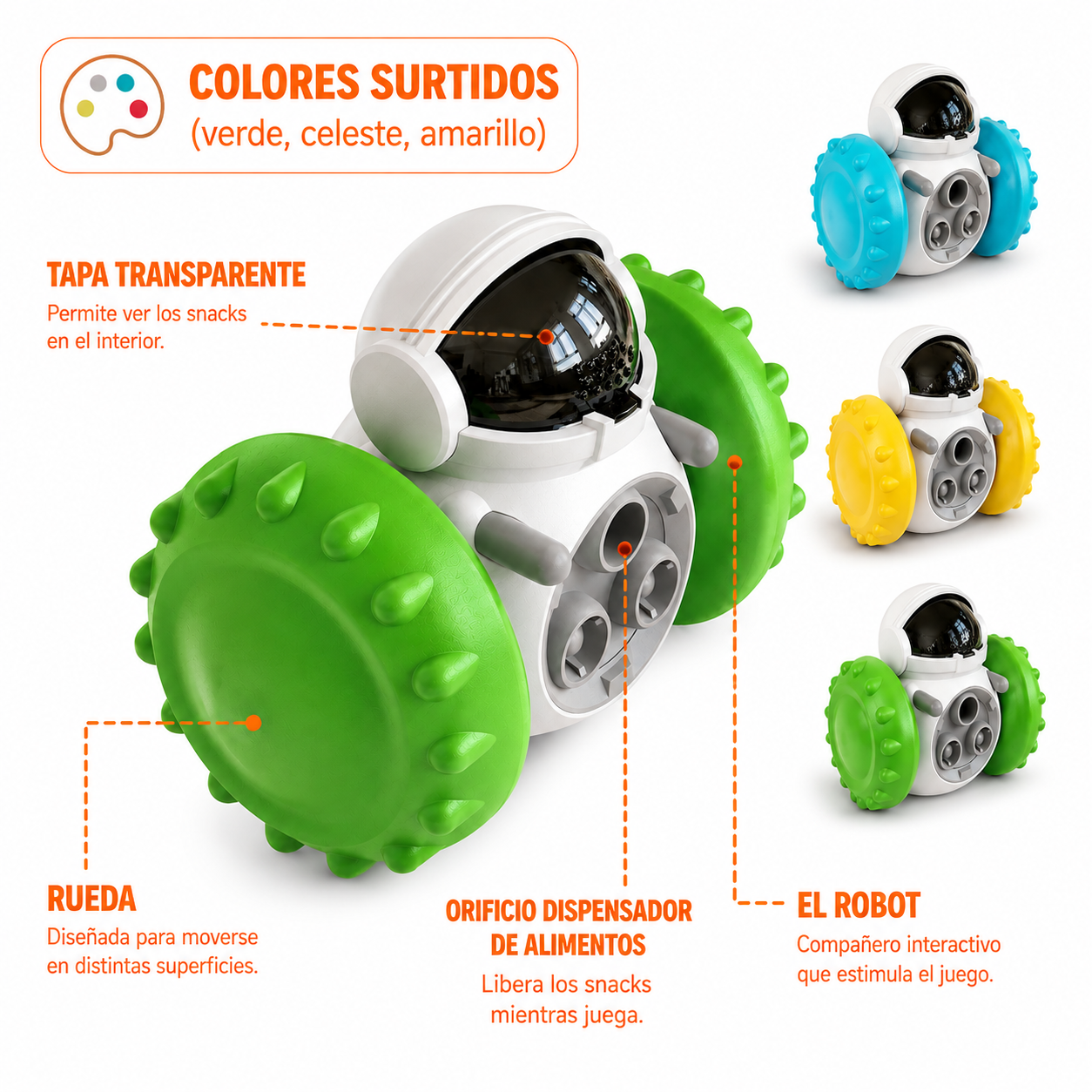 SnackBot™ - Juguete Dispensador de Premios para Mascotas