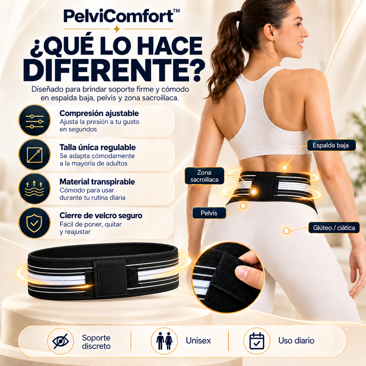 PelviComfort™ | Cinturón de Soporte Lumbar y Pélvico