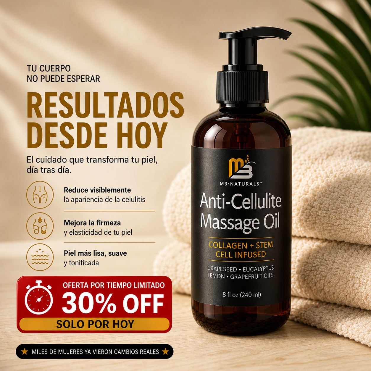 Aceite Anticelulitis Reafirmante - M3 Naturals™