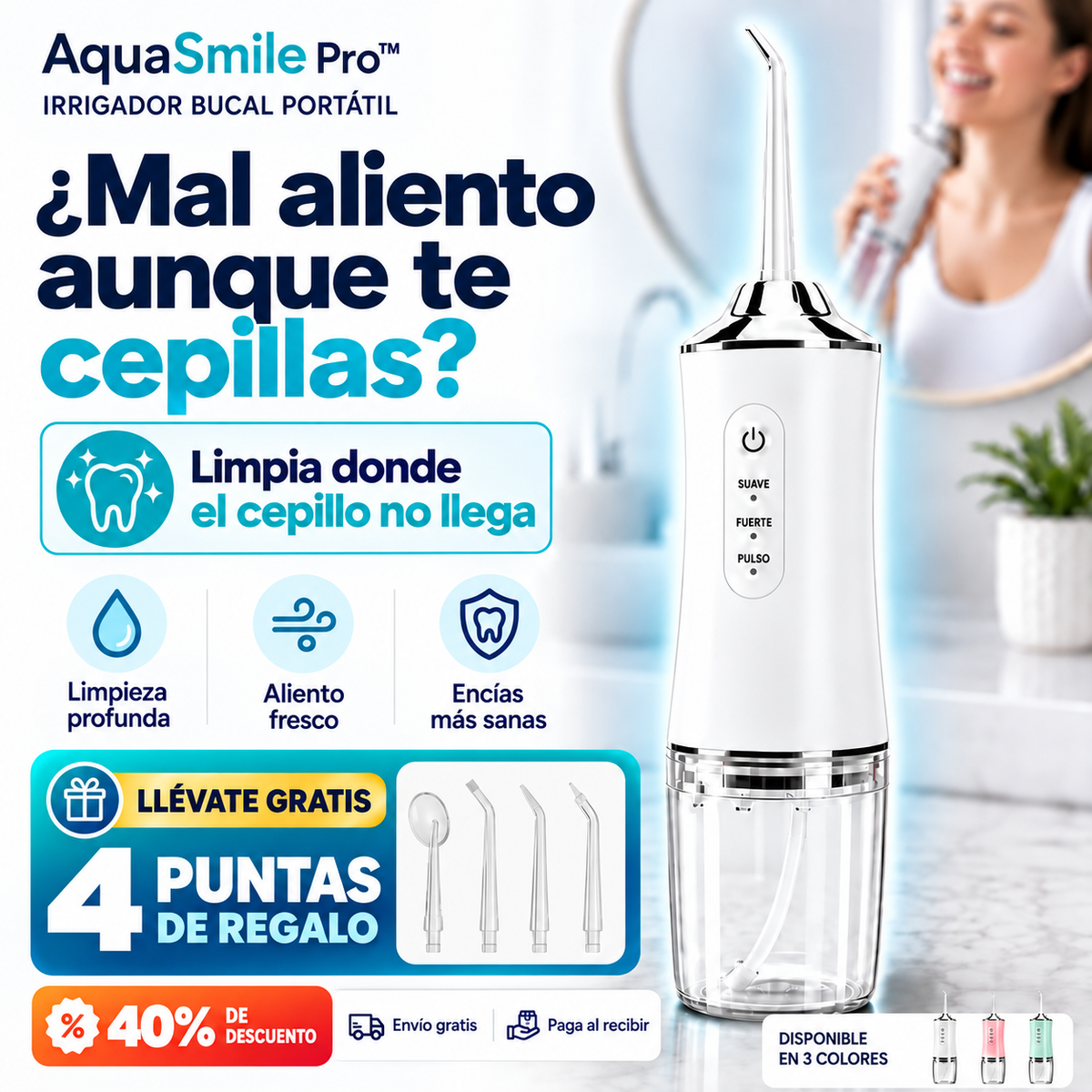 AquaSmile Pro™ | Limpia donde tu cepillo no llega