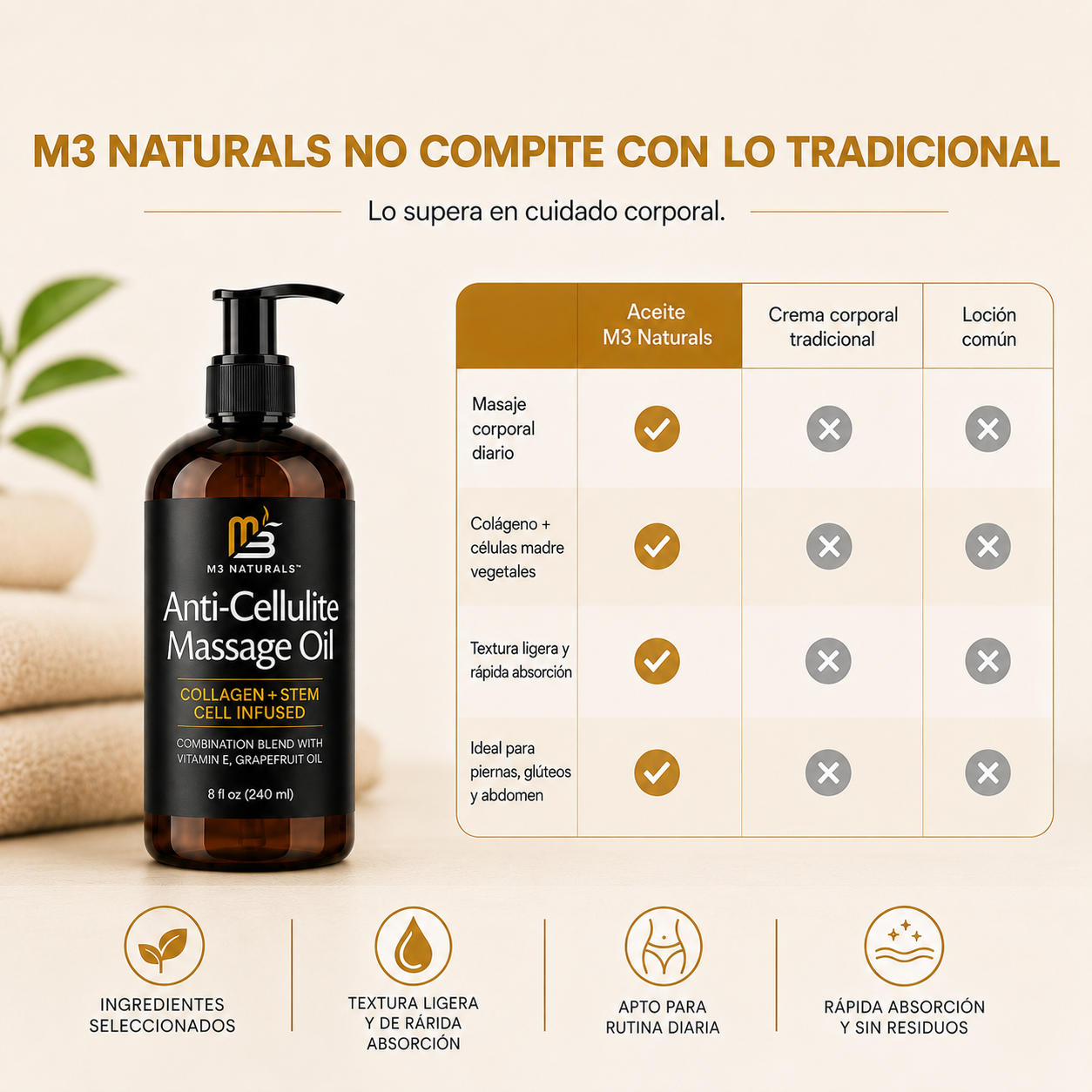 Aceite Anticelulitis Reafirmante - M3 Naturals™