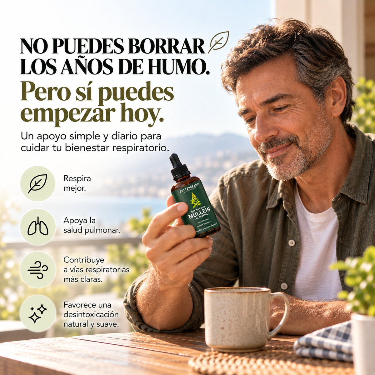 BetterLungs® Mullein + Clorofila | Gotas de Bienestar Respiratorio