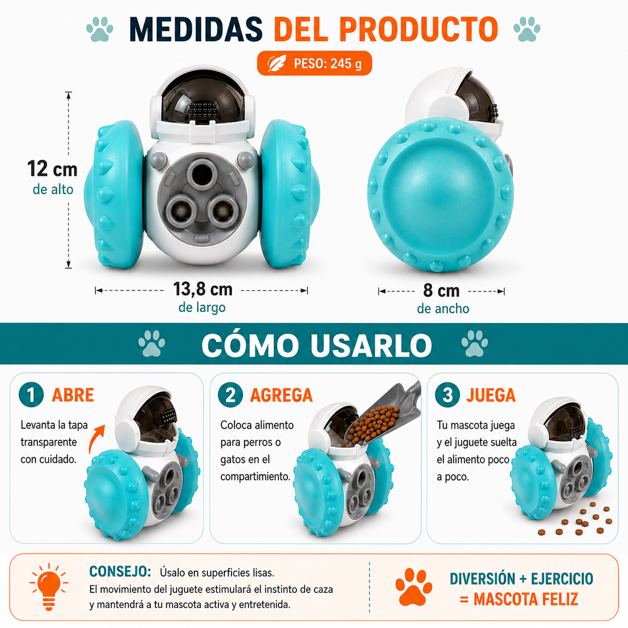 SnackBot™ - Juguete Dispensador de Premios para Mascotas
