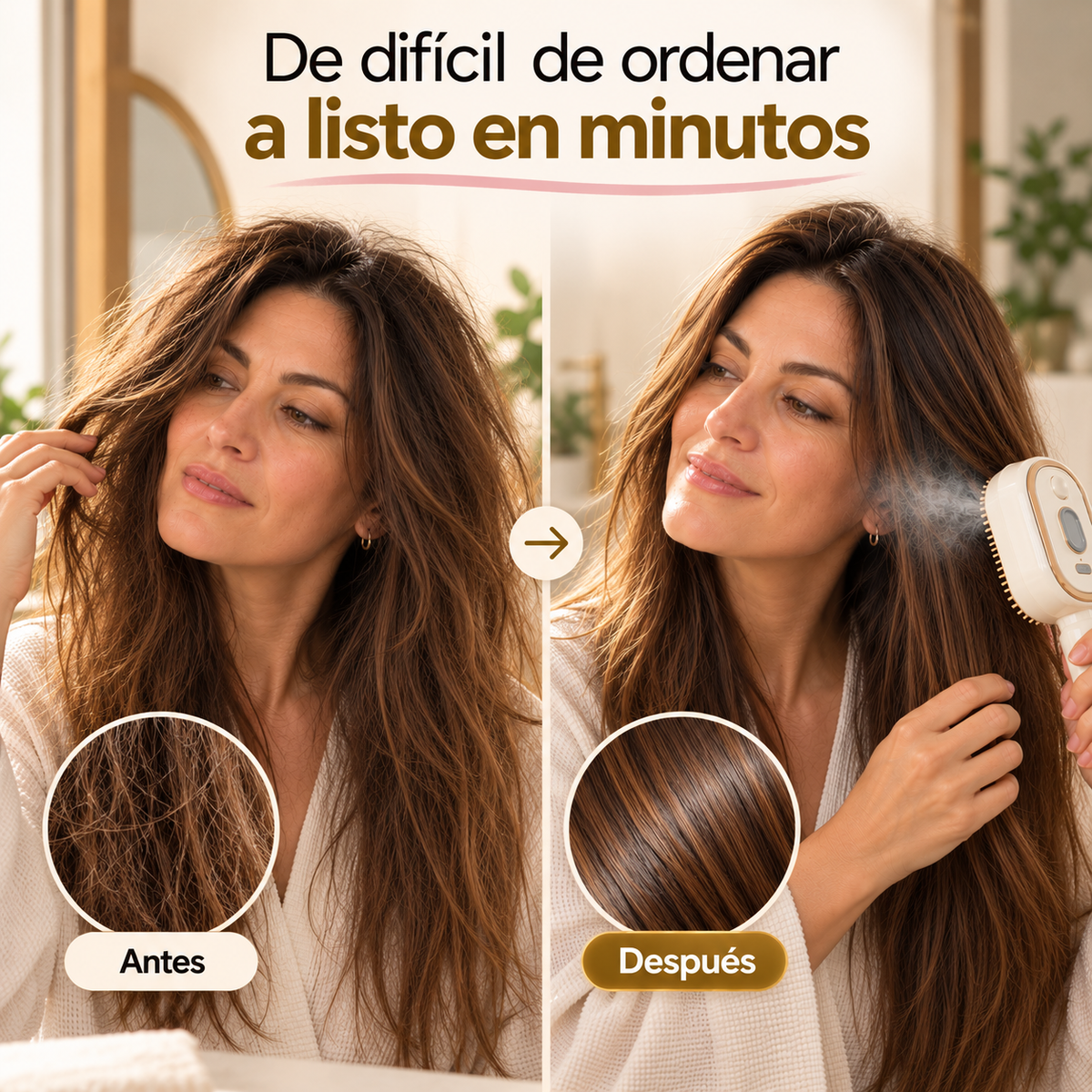 BrumaCapilar™ | Hidrata, Desenreda y Masajea Mientras Te Cepillas
