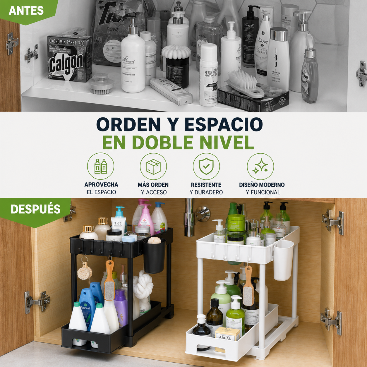 Organizador Deslizante de Cocina 2 Niveles