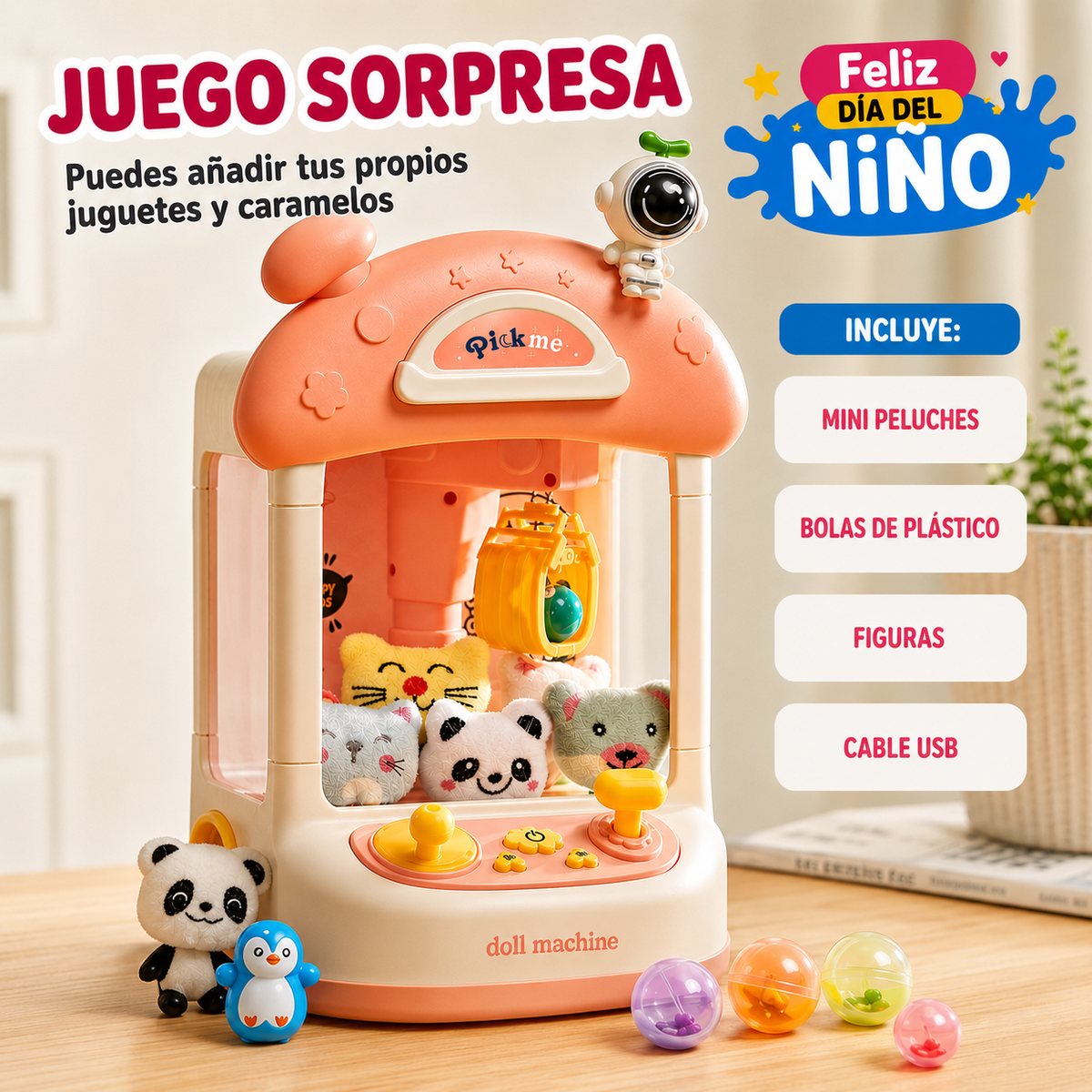AtrapaPeluches™ - Mini Maquina de Entretención