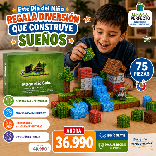 MAGNETIC BLOCK™ 75 PIEZAS | El Regalo Creativo para este Día del Niño