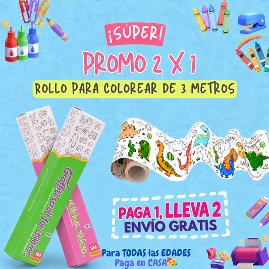 OFERTA 2X1 ROLLO PARA COLOREAR DE 3 METROS🥳