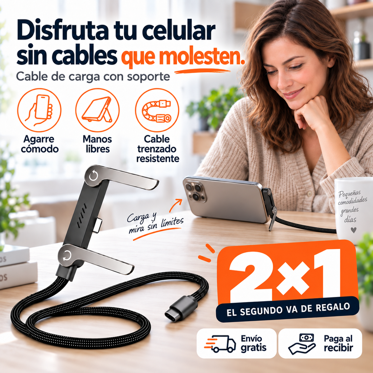 FlexCharge Pro™ | Carga Ultra Rápida Con Soporte Integrado