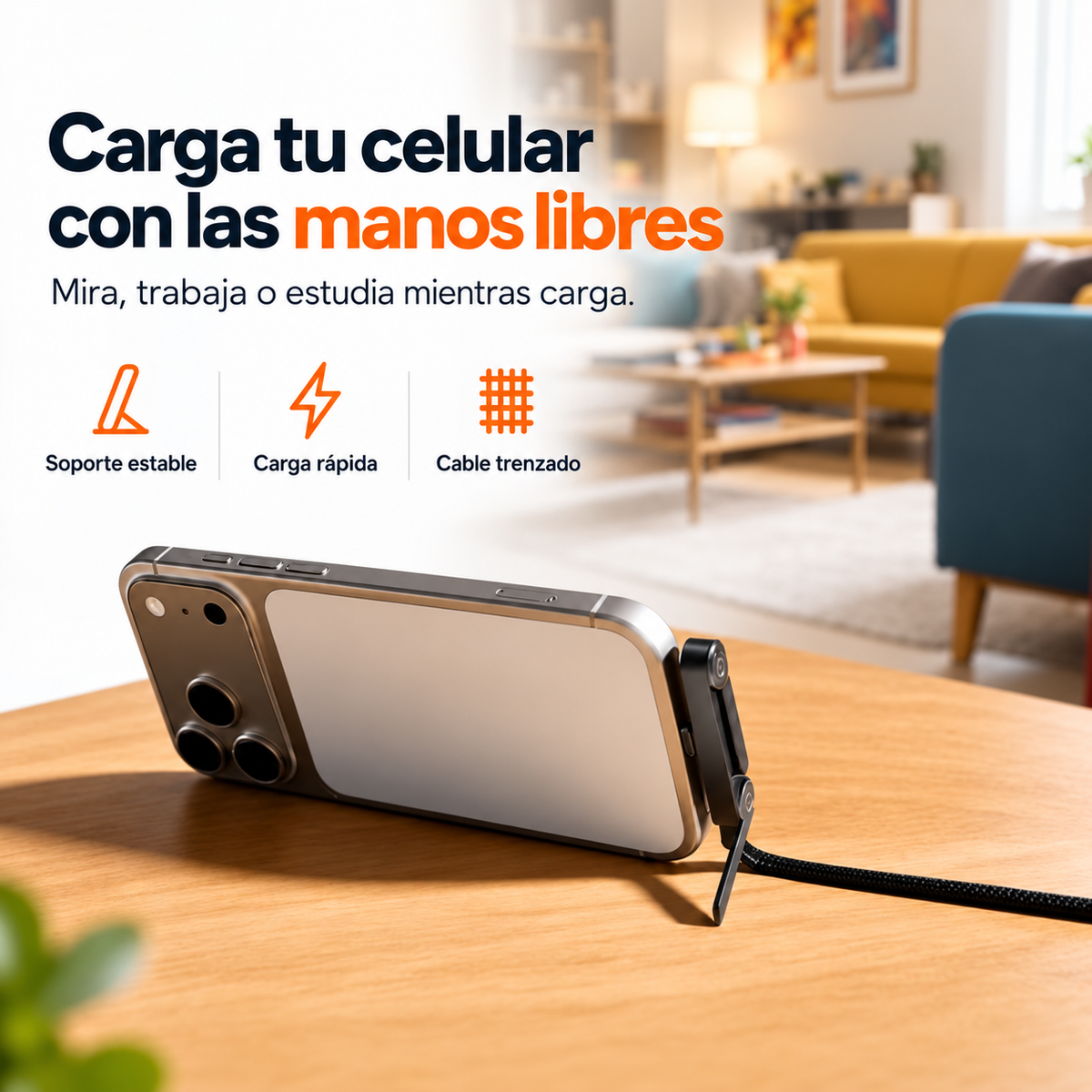 FlexCharge Pro™ | Carga Ultra Rápida Con Soporte Integrado