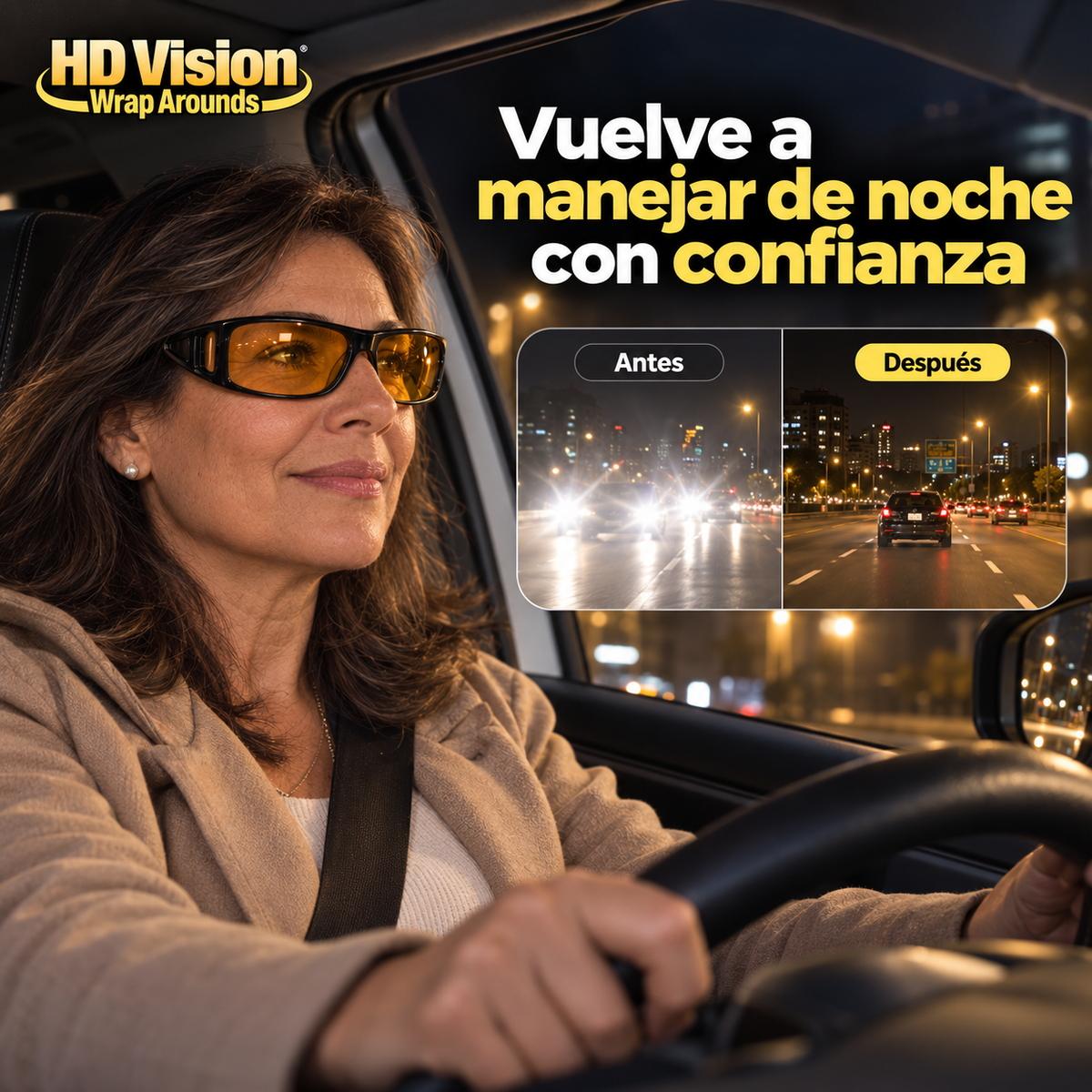 HD Vision™ 2x1 | Maneja de Noche y de Día Sin Encandilarte, Con Más Seguridad