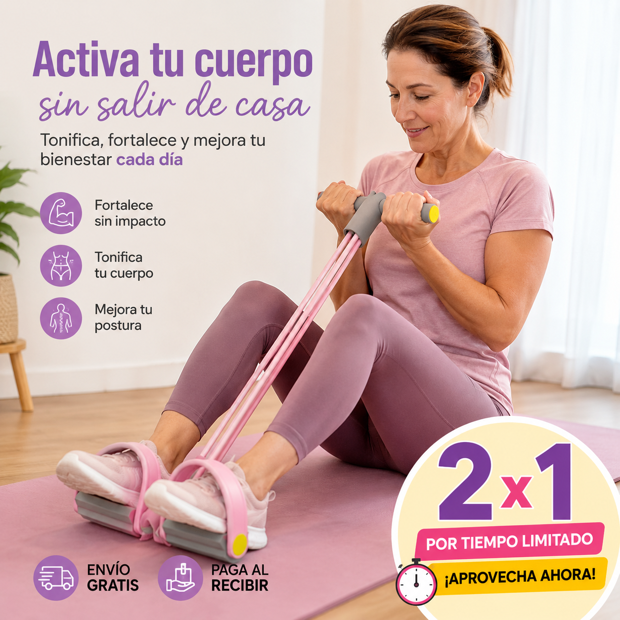 ActivaFit™ - Banda Elástica de Resistencia con Pedal