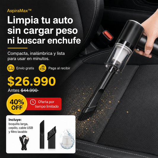 AspiraMax™ | Limpia tu Auto sin Cables ni Esfuerzo