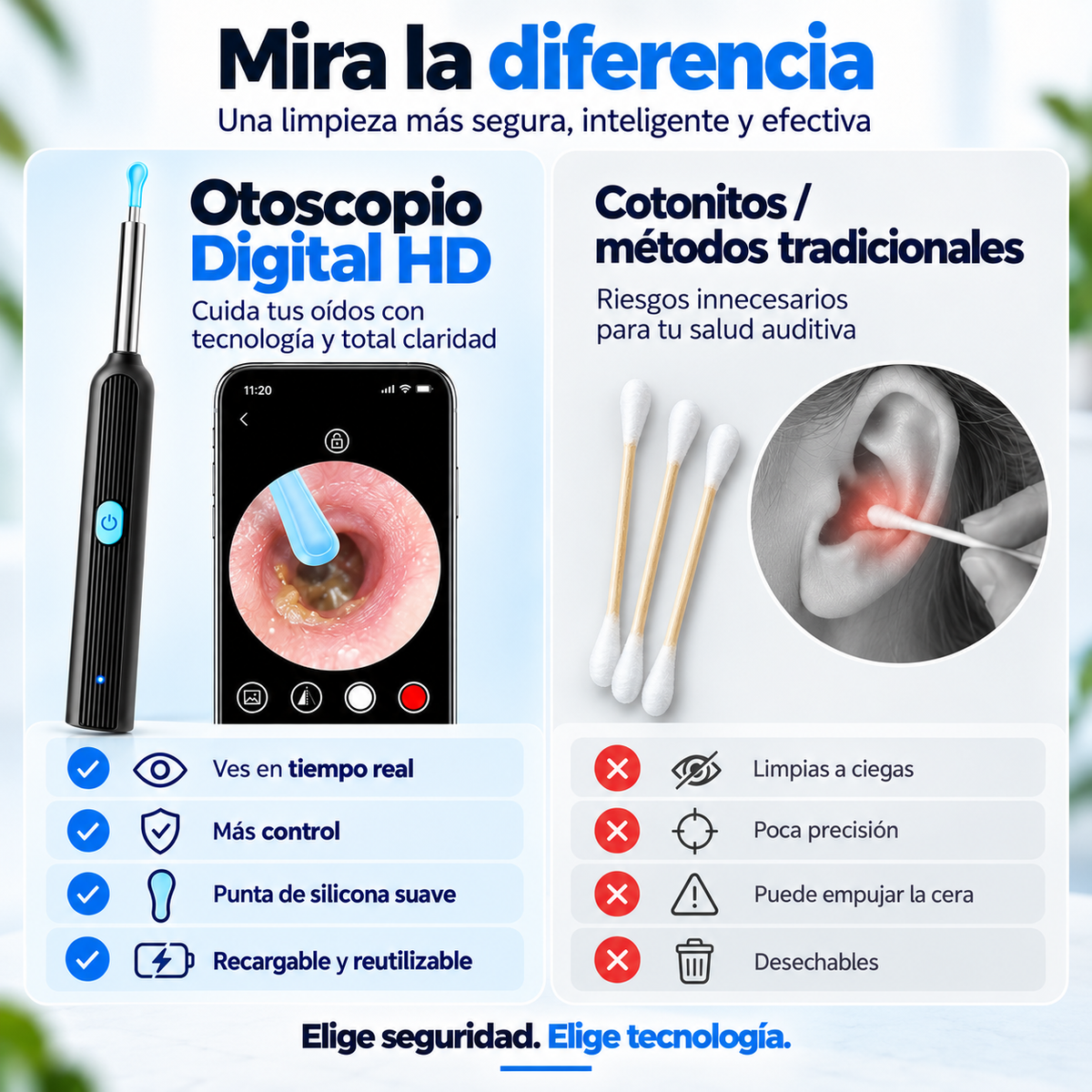 Otoscopio Digital HD | Deja de Limpiarte los Oídos a Ciegas