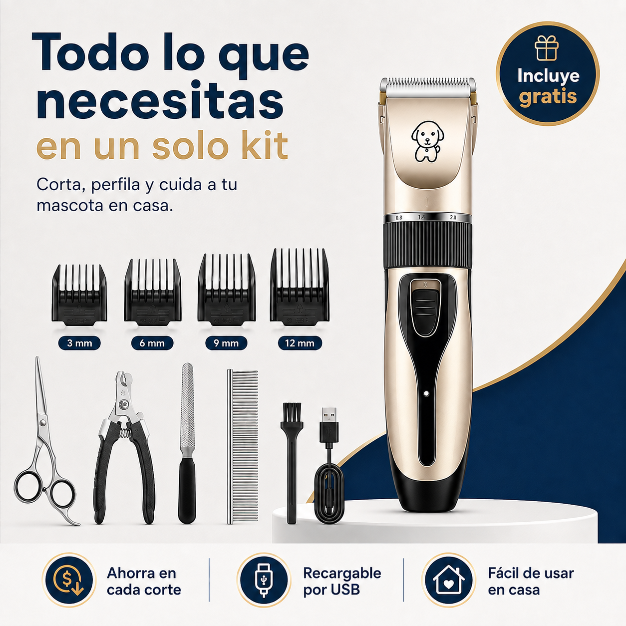 PeluPet Pro™ | Kit Cortapelos Silencioso para Perros y Gatos