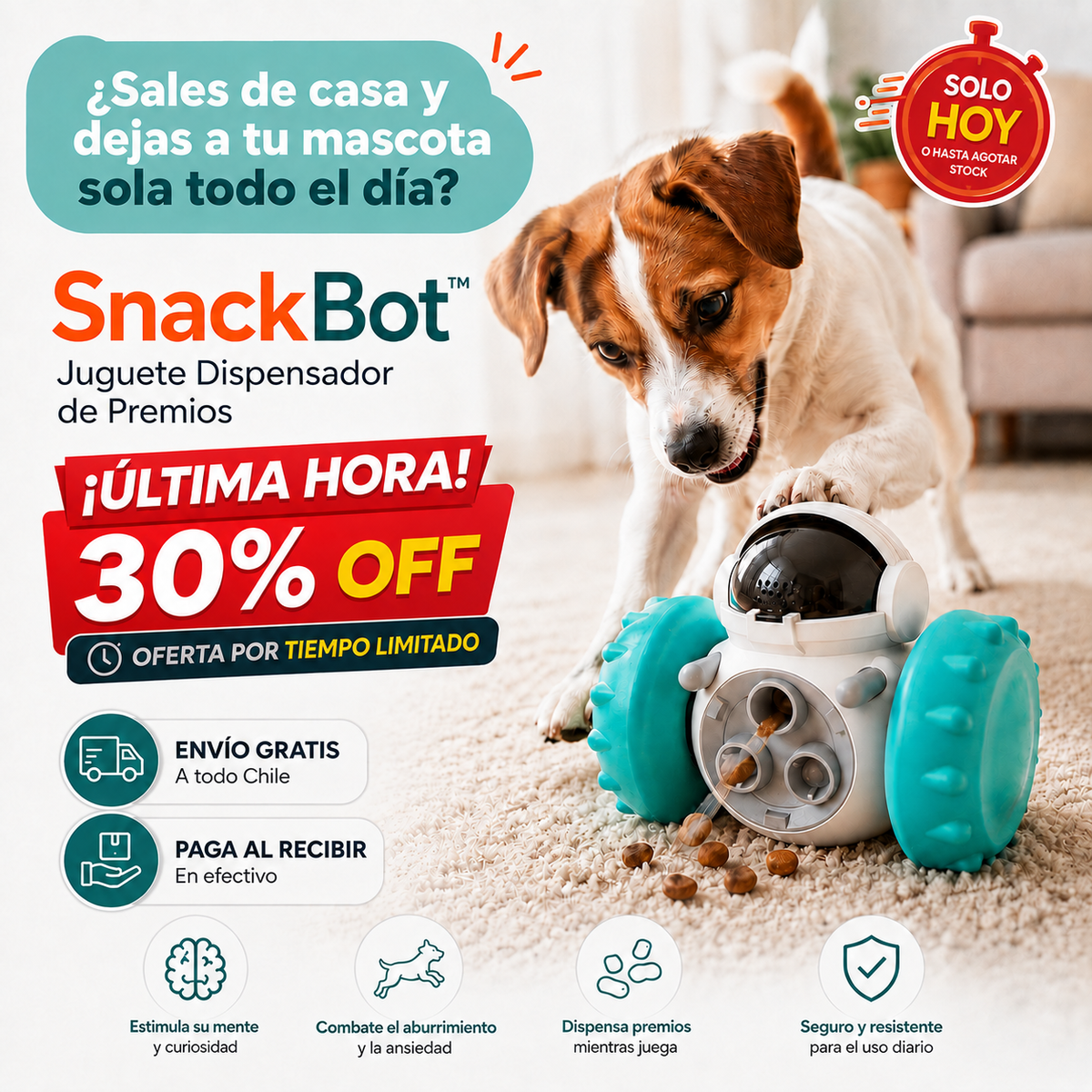 SnackBot™ - Juguete Dispensador de Premios para Mascotas