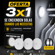Pack 3x1 Luces LED con Sensor de Movimiento | Recargables USB