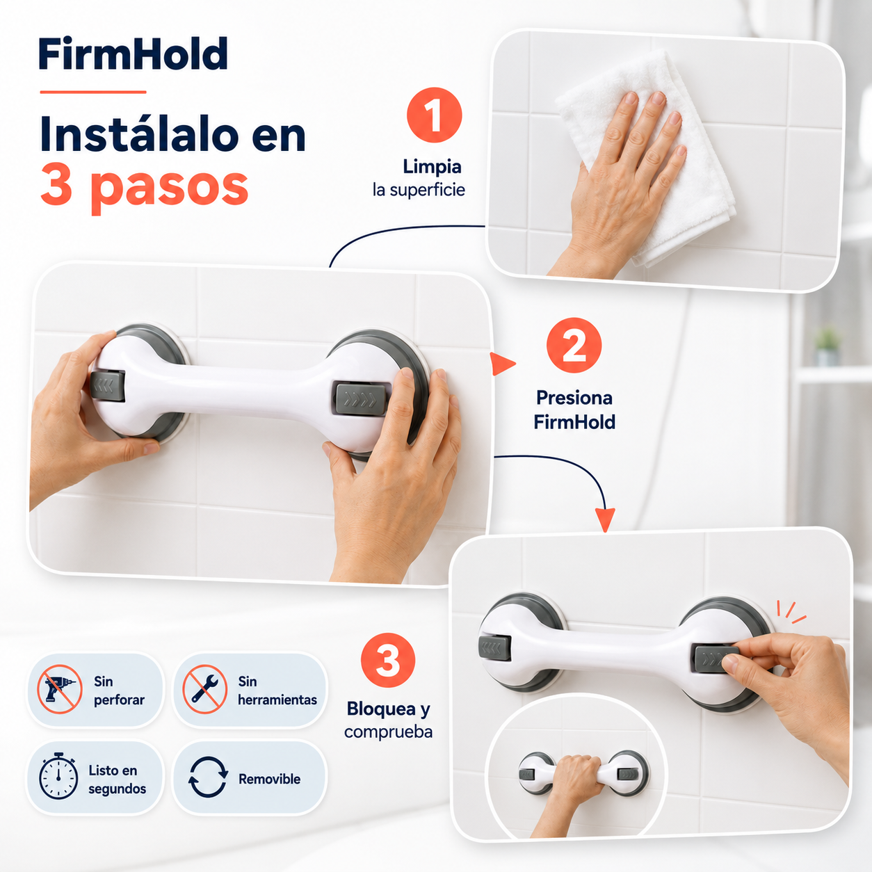 FirmHold™ 2x1 | Un apoyo firme donde el piso se pone resbaloso