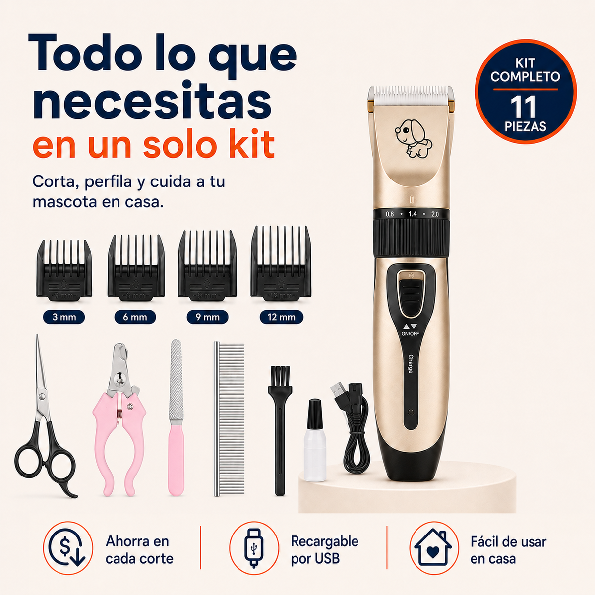 PeluPet Pro™ | Kit Cortapelos Silencioso para Perros y Gatos