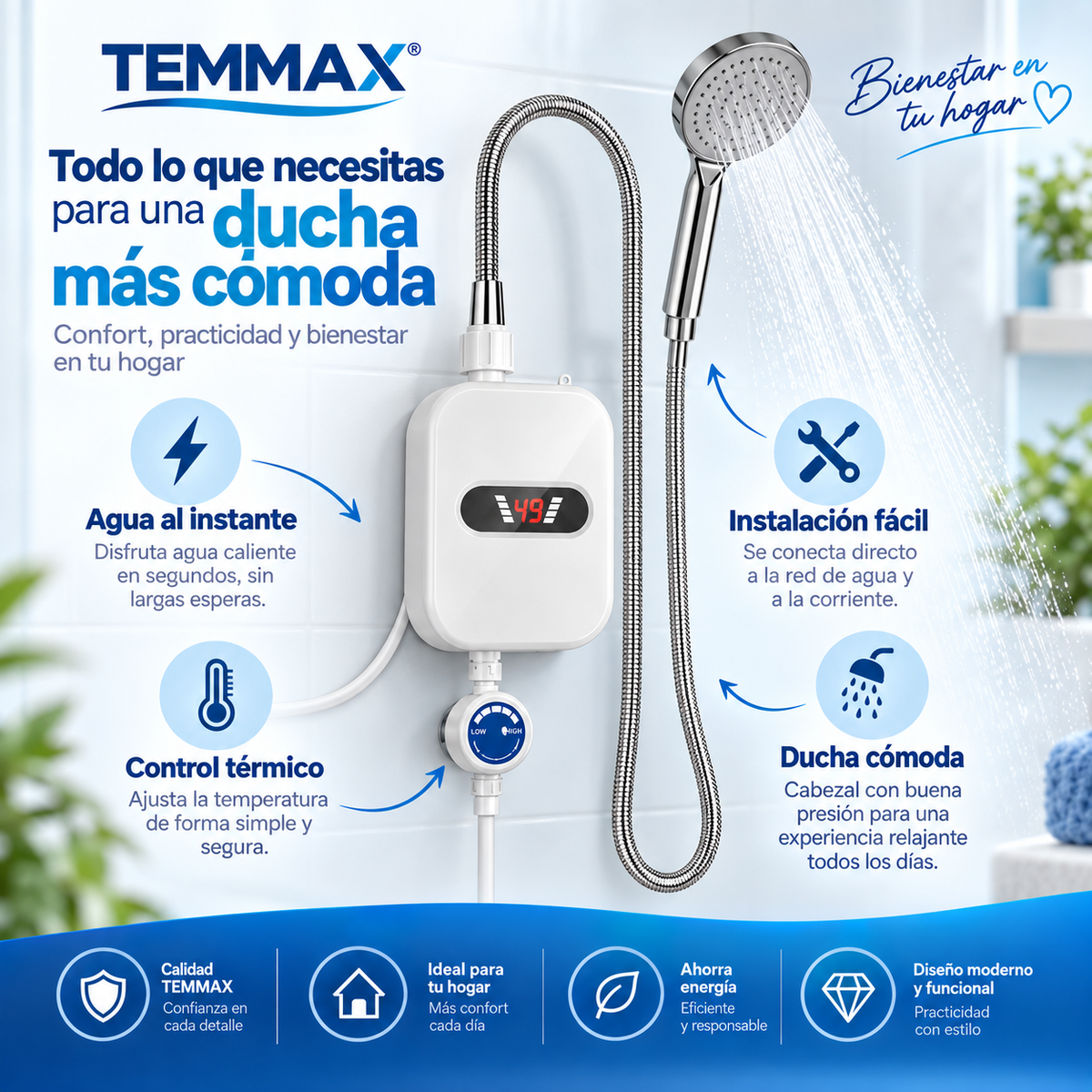 TEMMAX™ | Agua caliente al instante, sin esperar