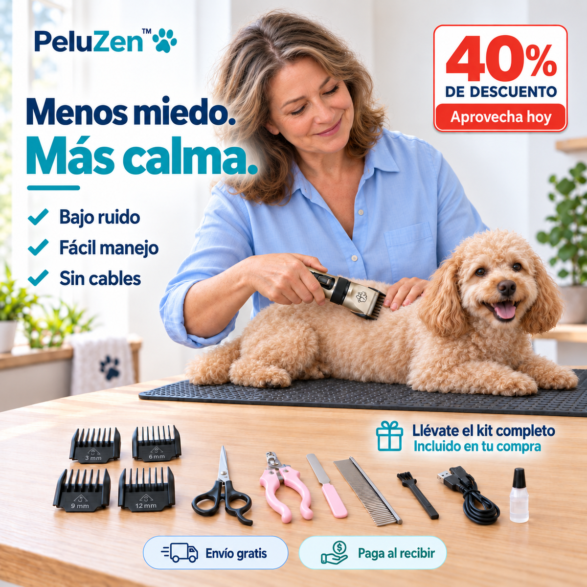 PeluZen™ | Corte de Pelo Silencioso para Mascotas Nerviosas
