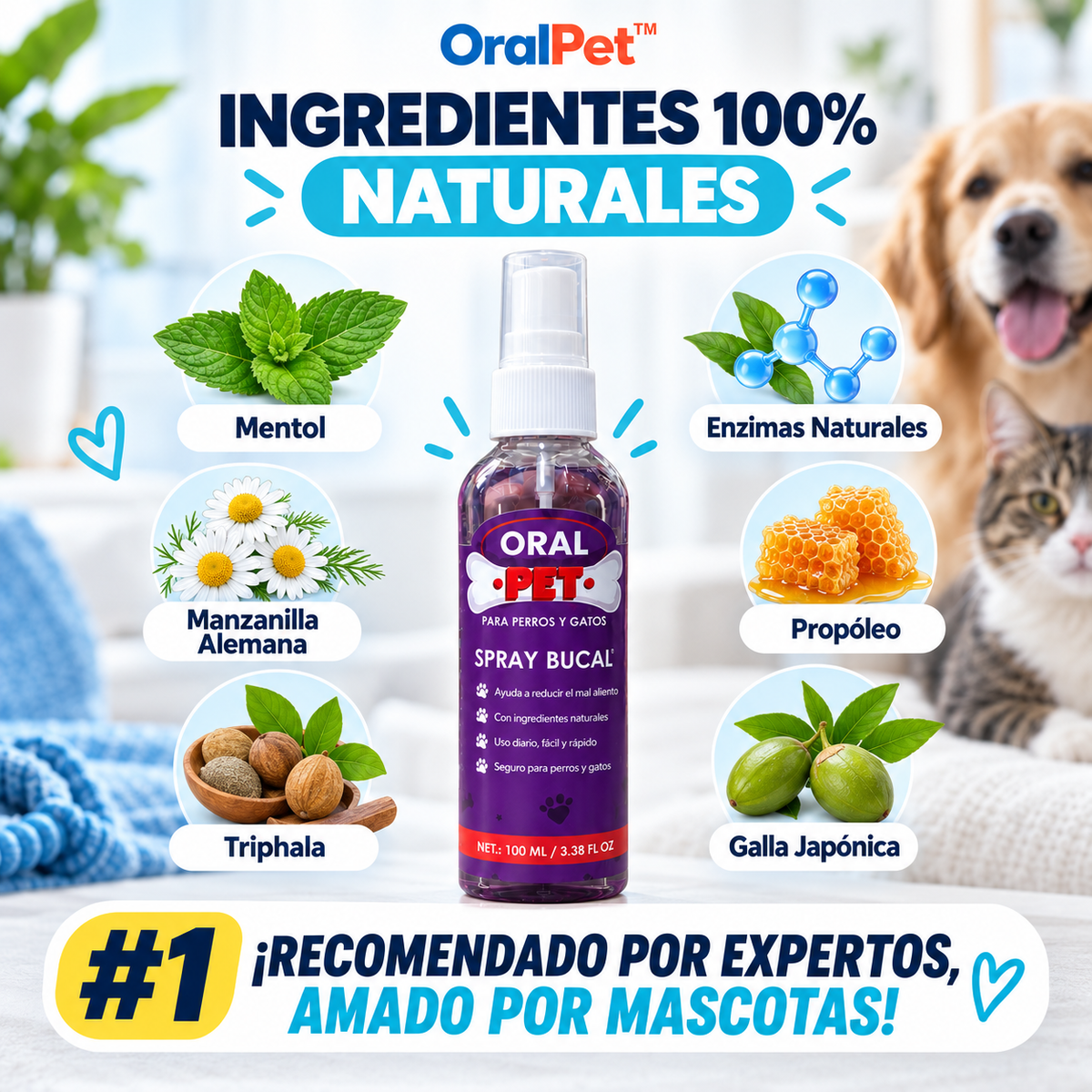 OralPet™ | Reduce el mal aliento y el sarro de tu mascota, sin cepillo