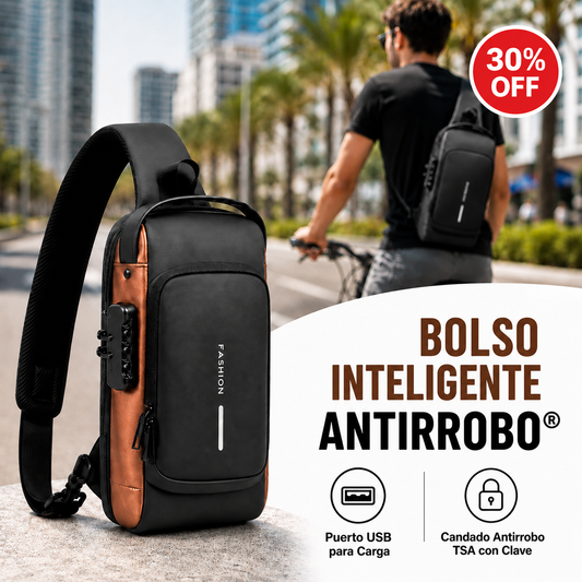 Bolso Cruzado Antirrobo con Candado TSA y Carga USB