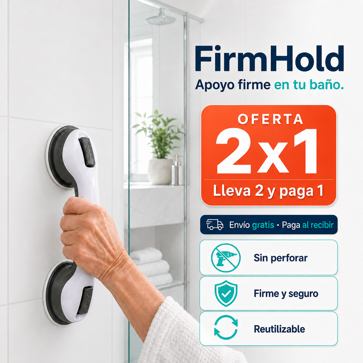 FirmHold™ 2x1 | Un apoyo firme donde el piso se pone resbaloso