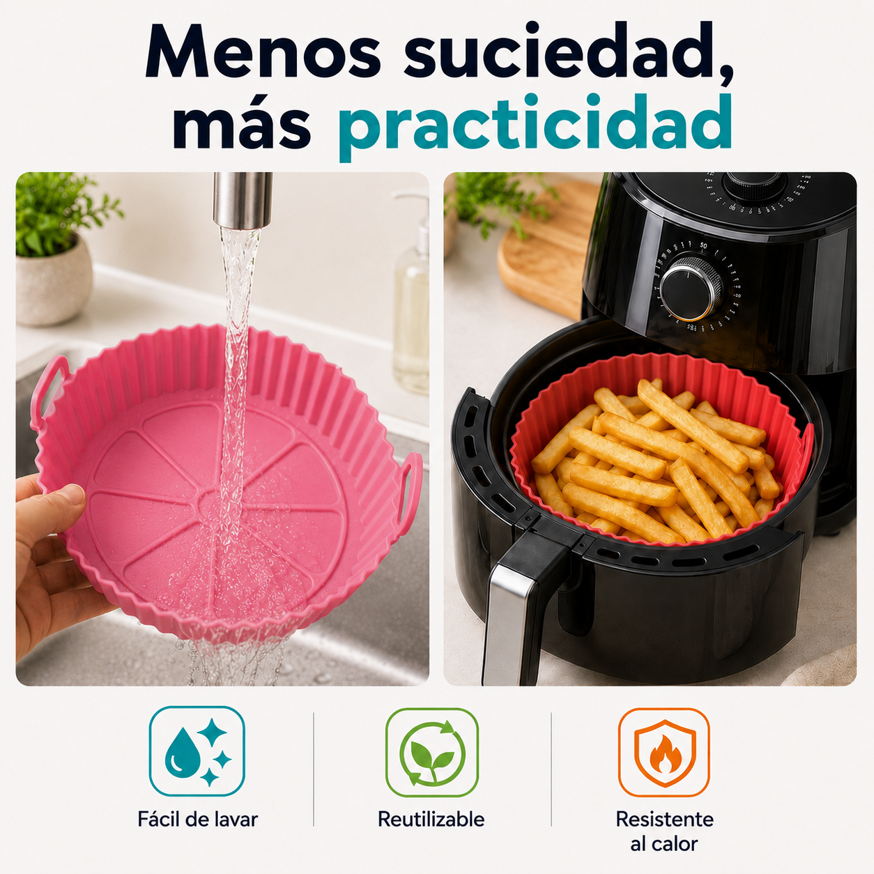 Kit 6 Moldes de Silicona para Freidora de Aire – Cocina Sin Ensuciar