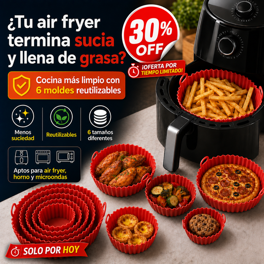 Kit 6 Moldes de Silicona para Freidora de Aire – Cocina Sin Ensuciar