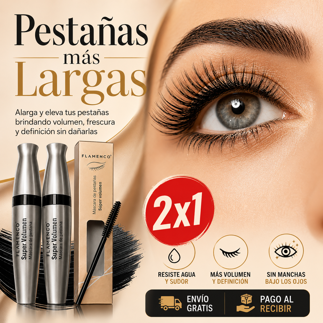 Máscara de Pestañas Flamenco® Super Volumen | Pack 2x1