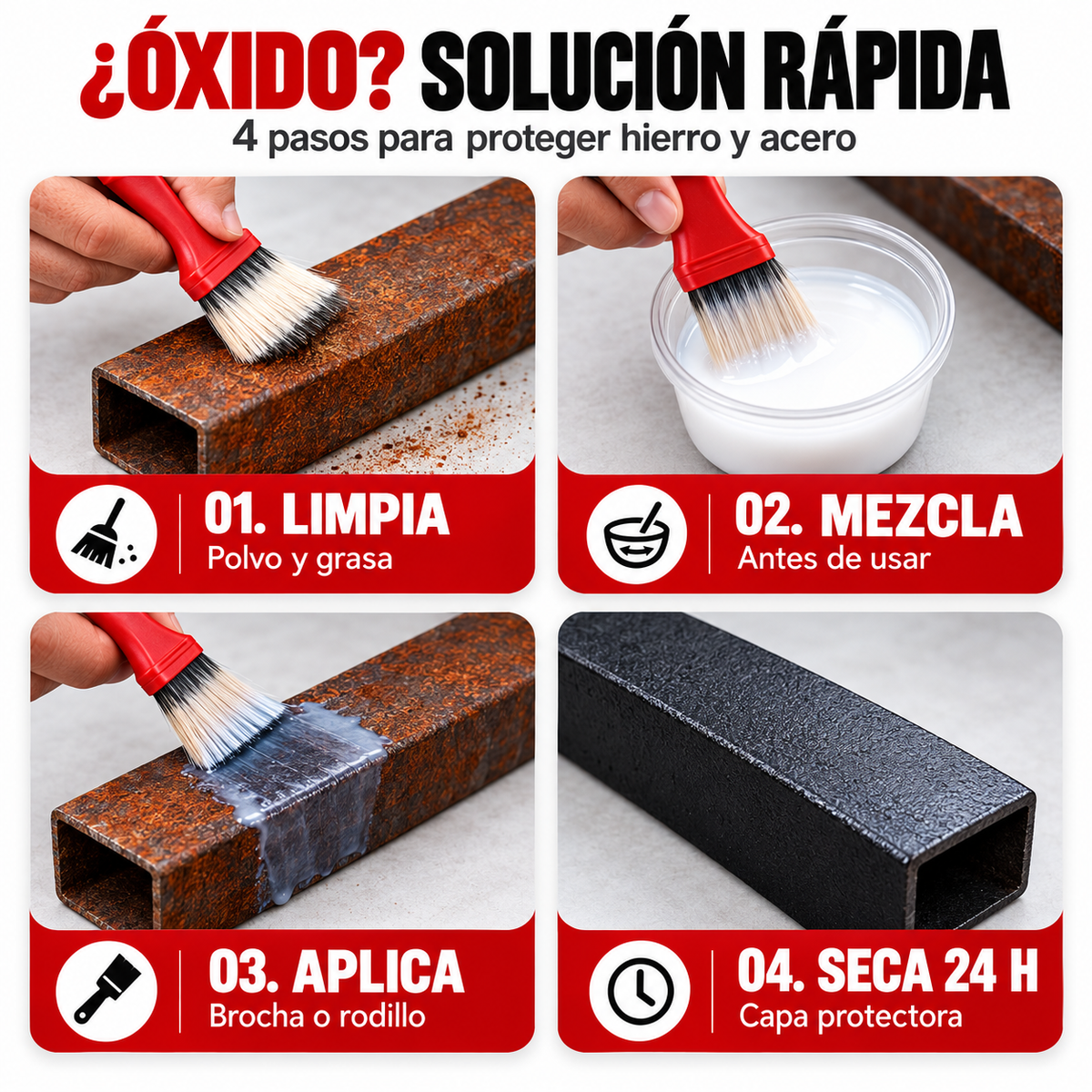 NoMásÓxido™ - Pasas La Brocha Y El Óxido Desaparece