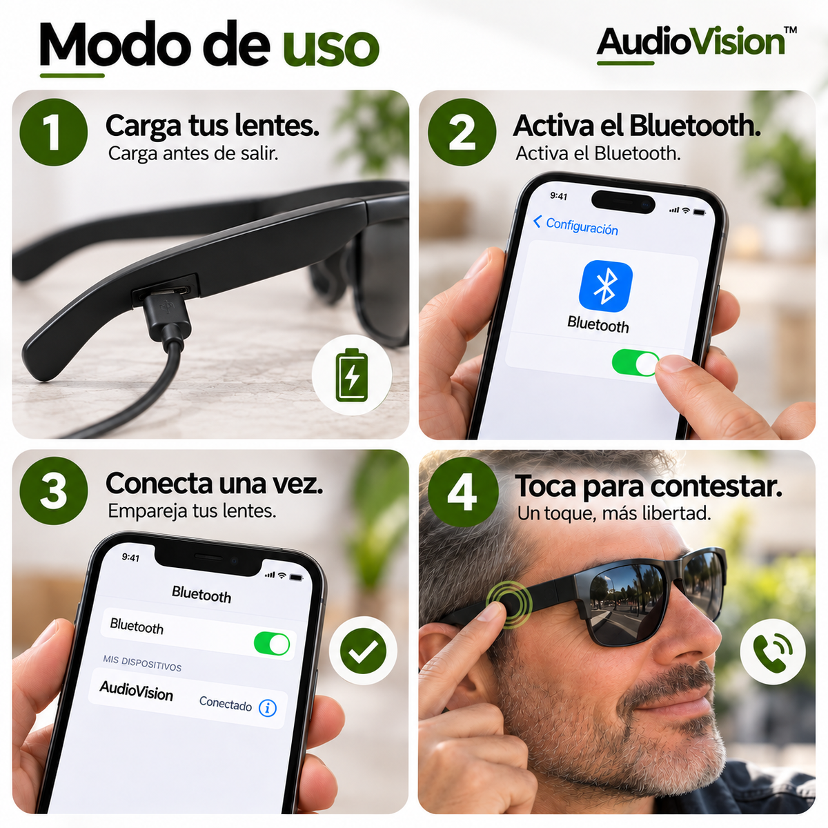 AudioVision™ | Lentes Con Audio Bluetooth, Manos Libres