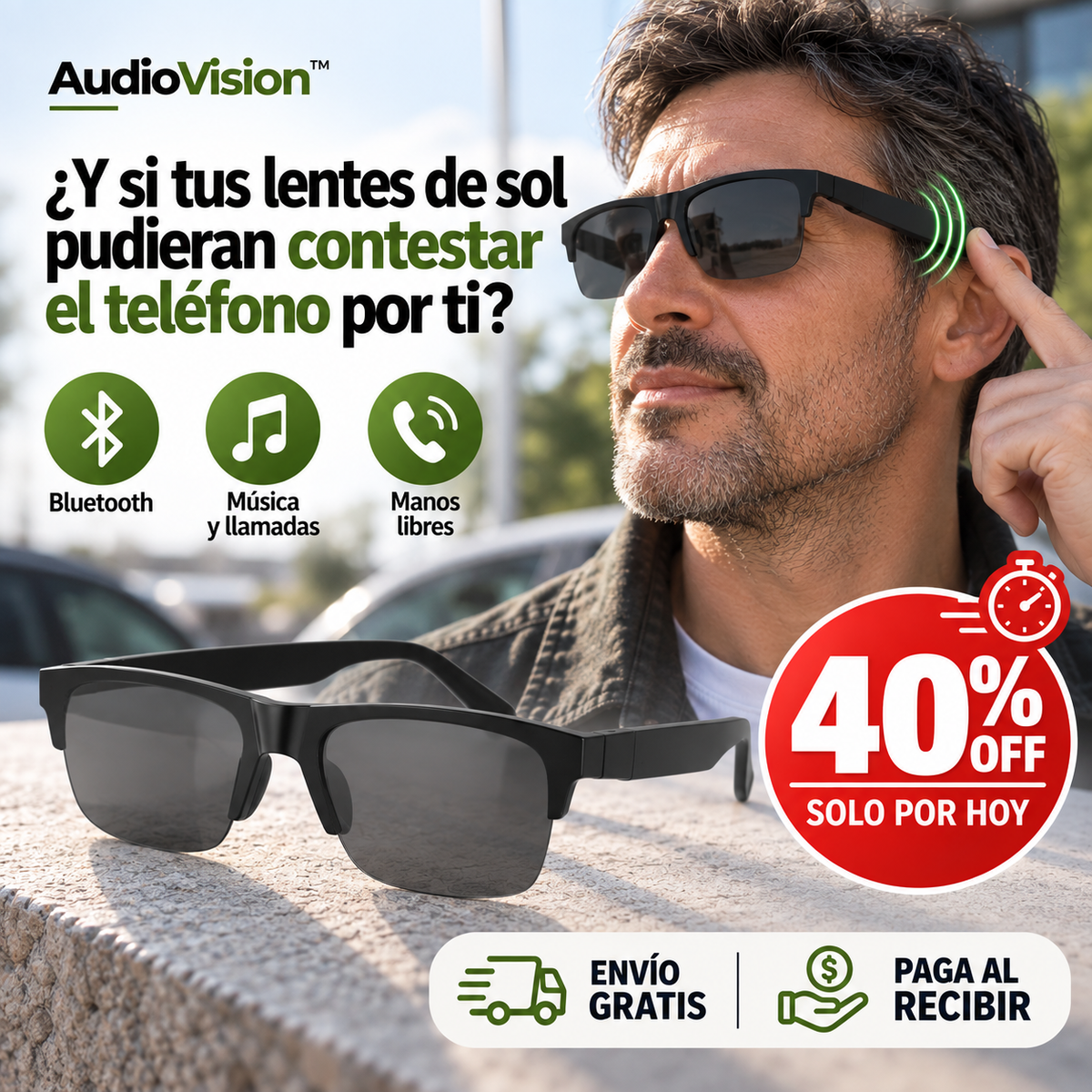 AudioVision™ | Lentes Con Audio Bluetooth, Manos Libres