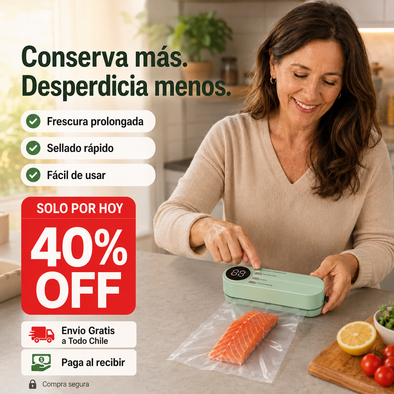 VacuLock™ | Aire fuera, comida fresca más tiempo