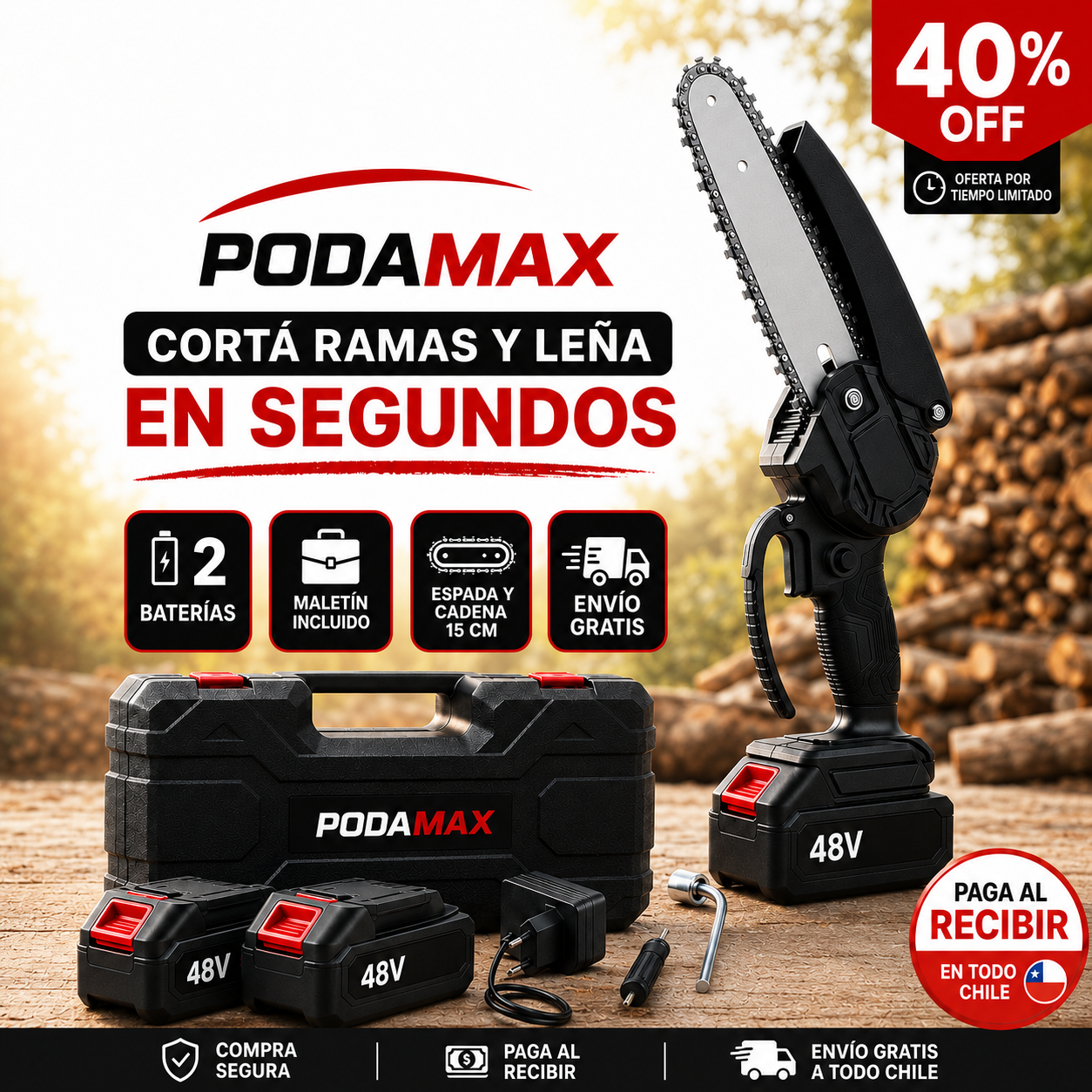 PodaMax™ | Corta ramas gruesas en segundos, sin esfuerzo