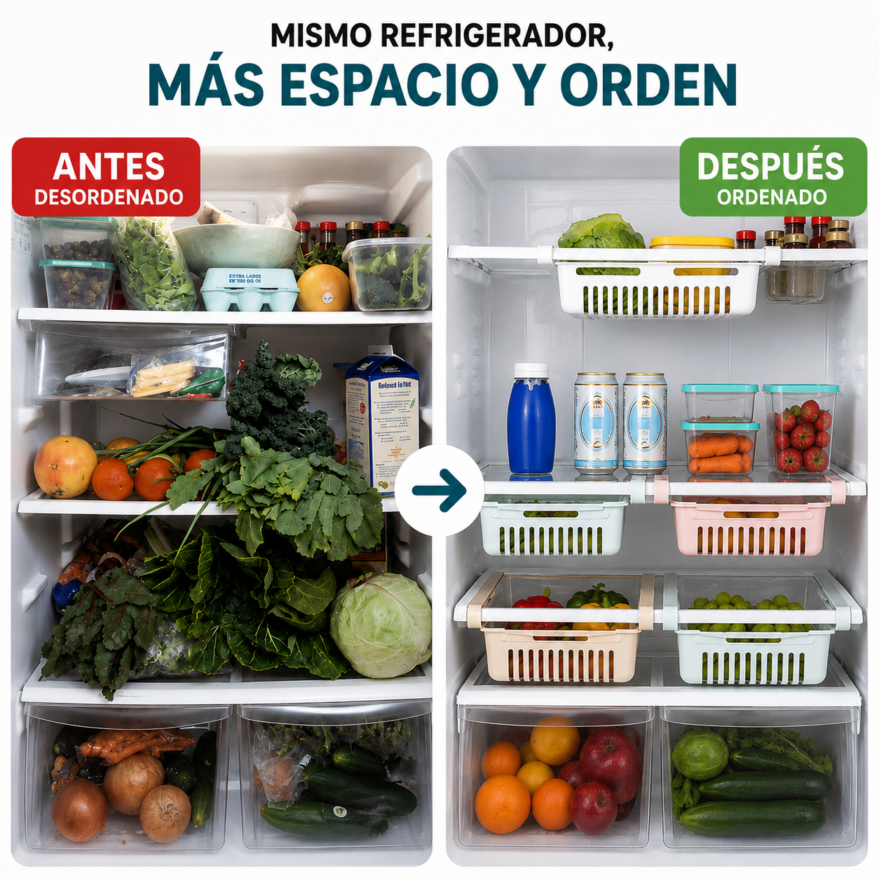 4 Organizadores Extensibles para Refrigerador
