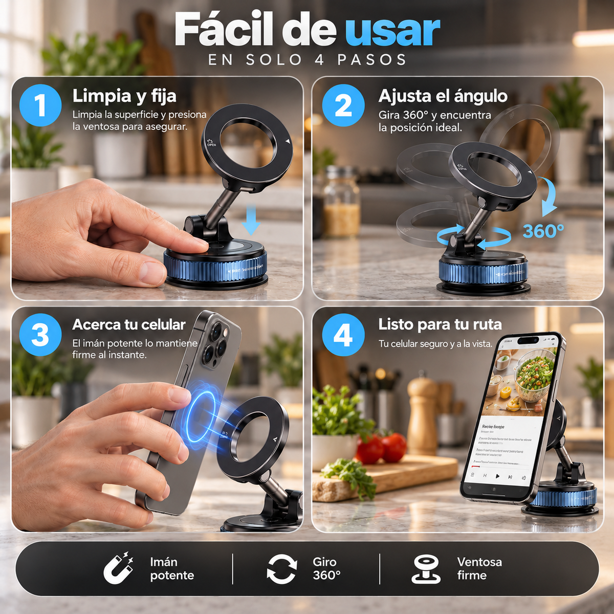 SoportePro360™ | Magnético, Firme Y Seguro