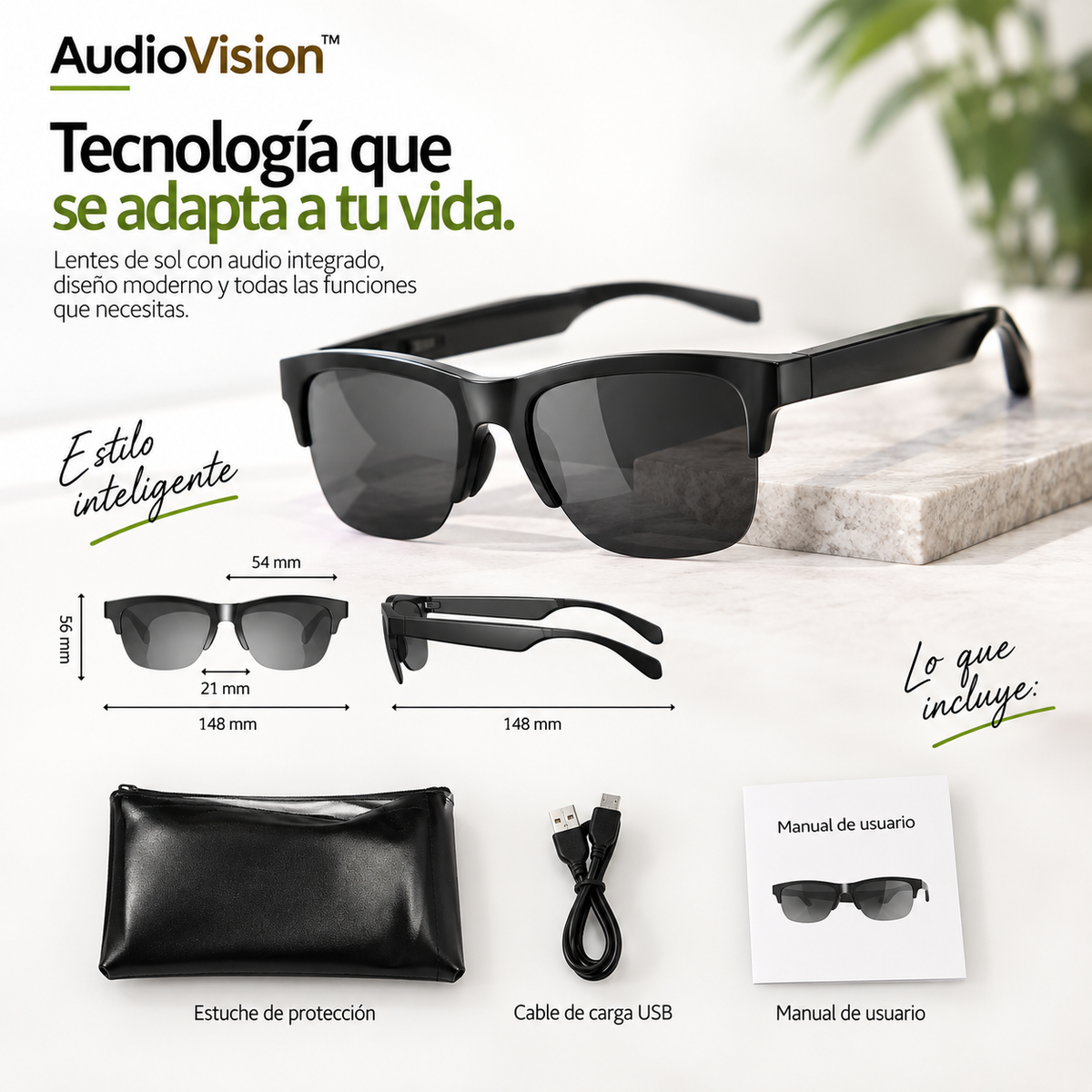 AudioVision™ | Lentes Con Audio Bluetooth, Manos Libres
