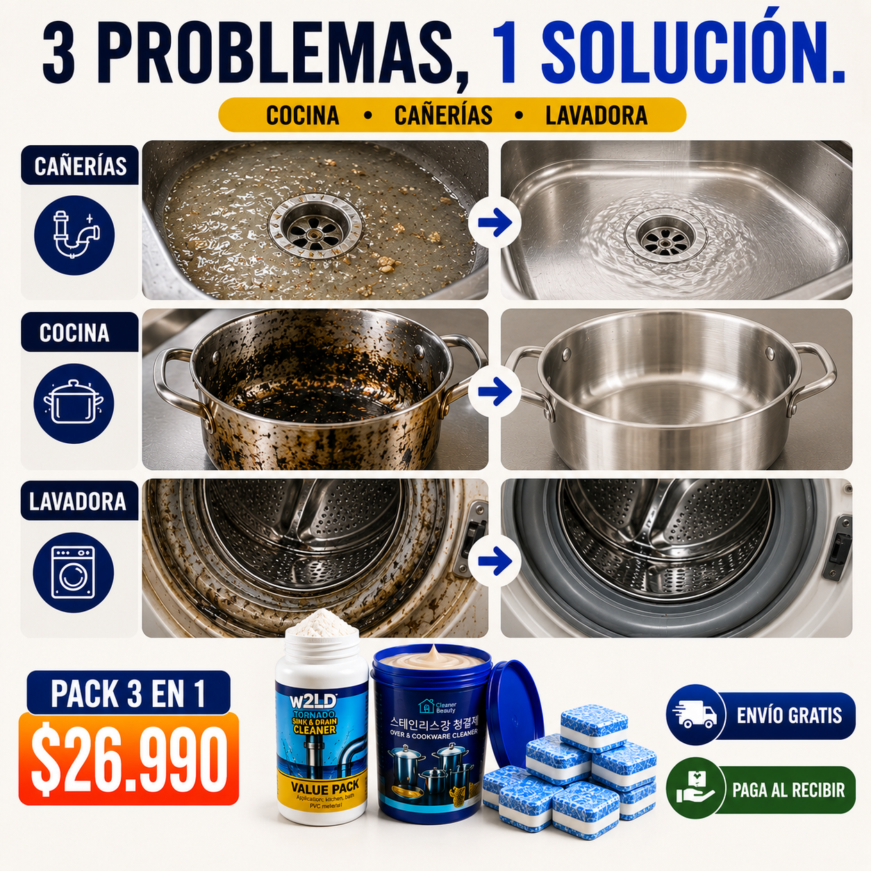 Pack Limpieza Total 3 en 1 | Tres problemas, una sola solución